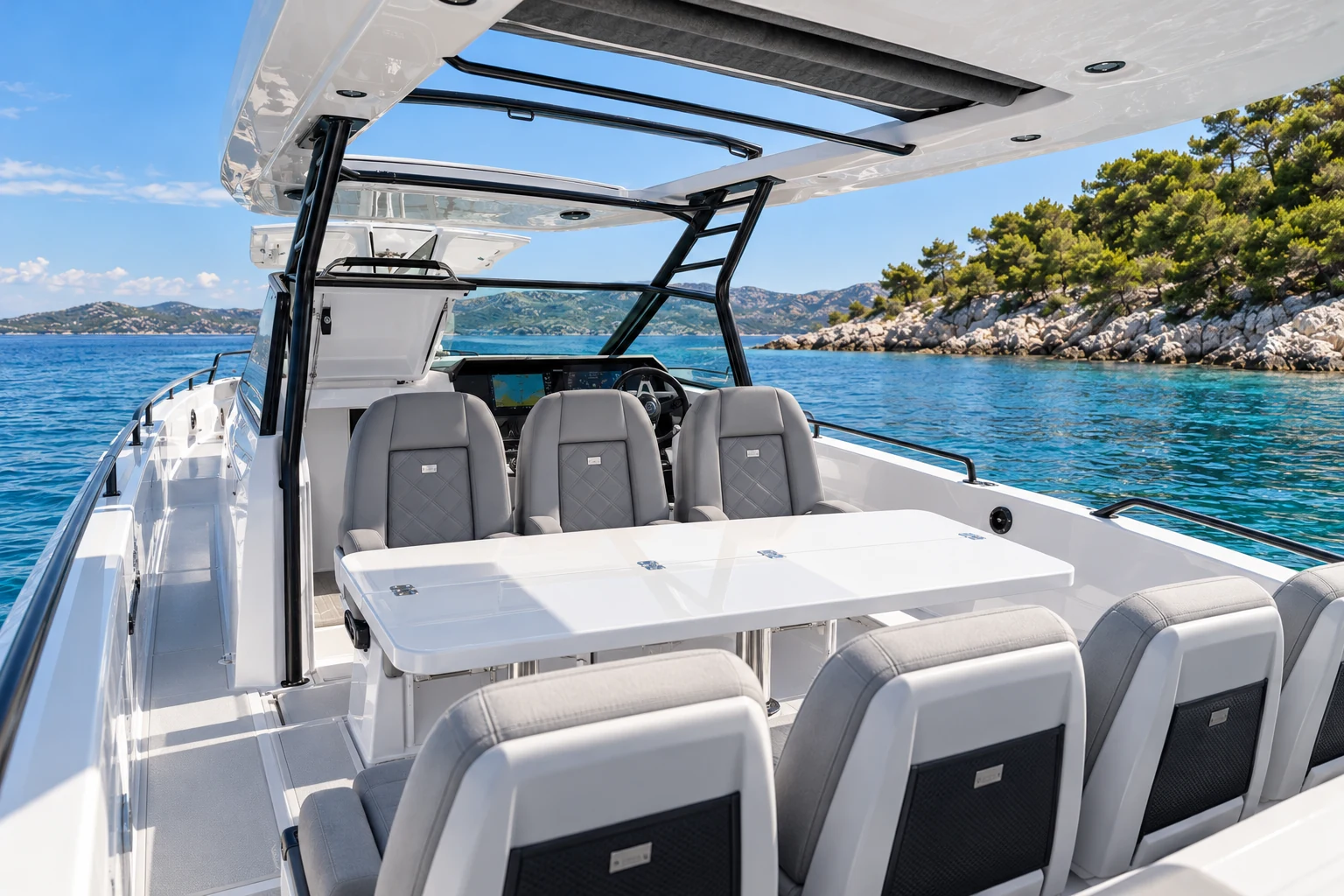 Axopar 37 Sun Top — Sun Top cockpit, ACI Marina Split